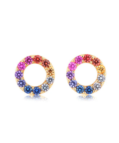18ct Yellow Gold Multi Sapphire Stud Earrings