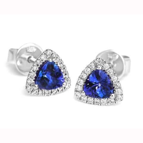 18ct White Gold Tanzanite and Diamond Studs